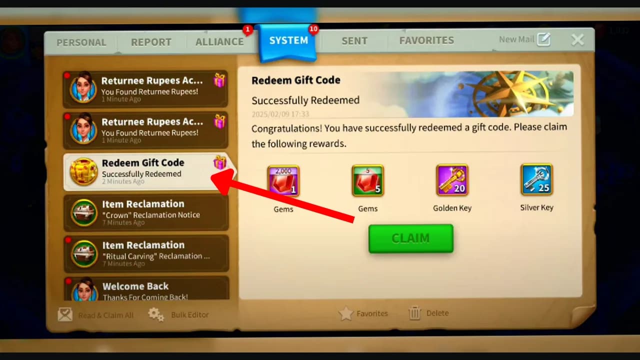 Claim Button in Rise of Kingdoms